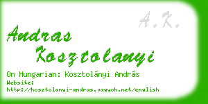 andras kosztolanyi business card